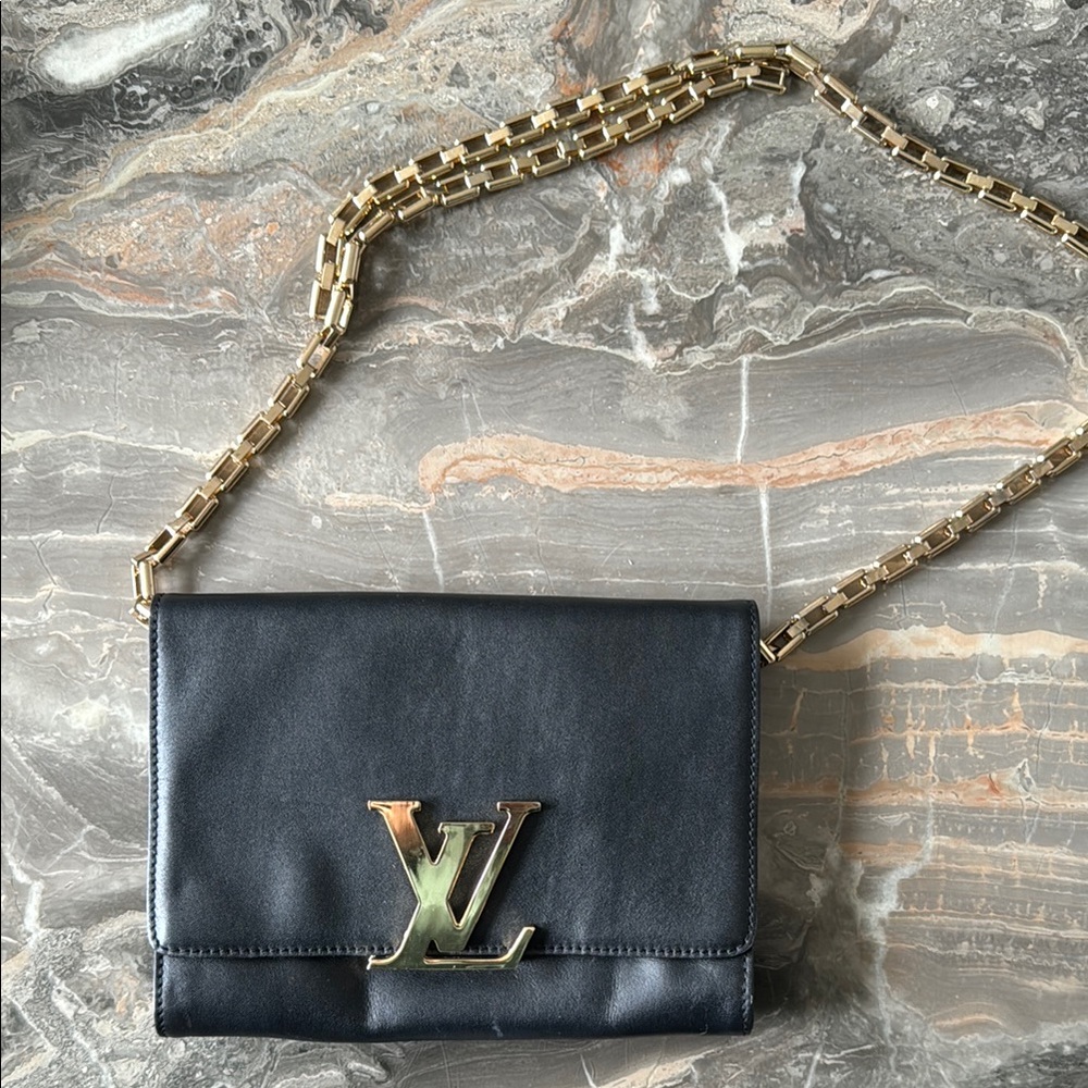 Louis Vuitton Black and Gold Chain Bag